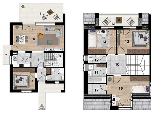 Magiszter Home sorhazak C alaprajzok